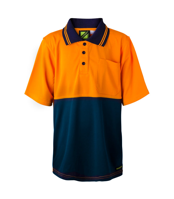 Kids Hi Vis Two Tone Short Sleeve Polo with Pocket