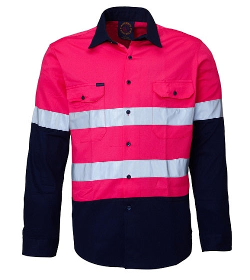 Kids Hi Vis Two Toned Long Sleeve Shirt with Tape