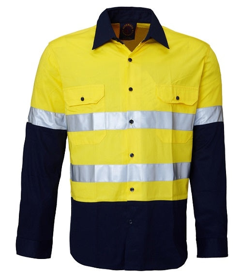 Kids Hi Vis Two Toned Long Sleeve Shirt with Tape