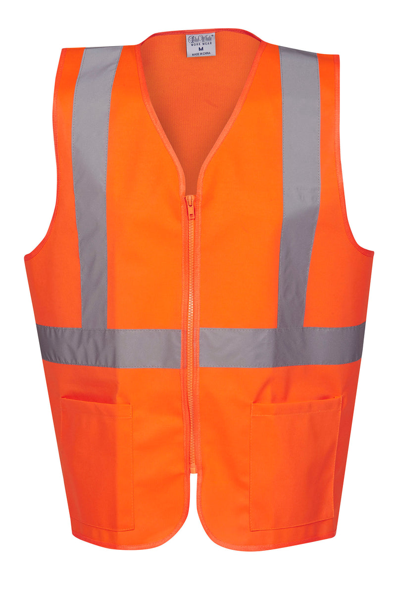 Kids Hi-Vis Safety Vest Taped with Zipper and Pockets