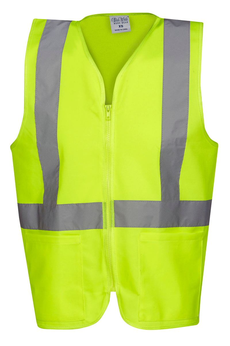 Kids Hi-Vis Safety Vest Taped with Zipper and Pockets