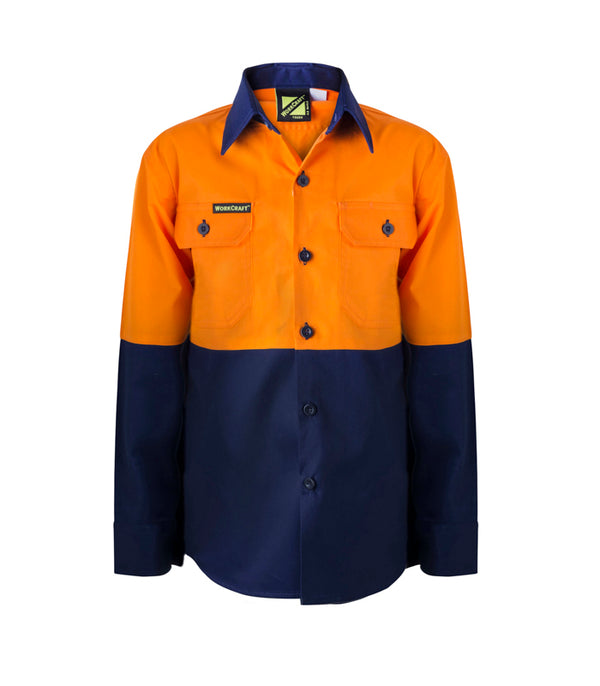 Kids Hivis Two Tone Long Sleeve Shirt