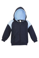 Ramo-Ramo Kids Shoulder Contrast Panel Hoodies with Zipper-Navy/SKy / 00-Uniform Wholesalers - 5