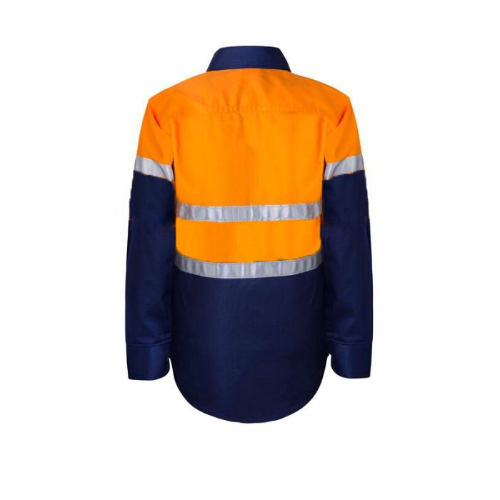 Kids Hivis Two Tone Long Sleeve Shirt with 3M Reflective Tape, 25mm wide