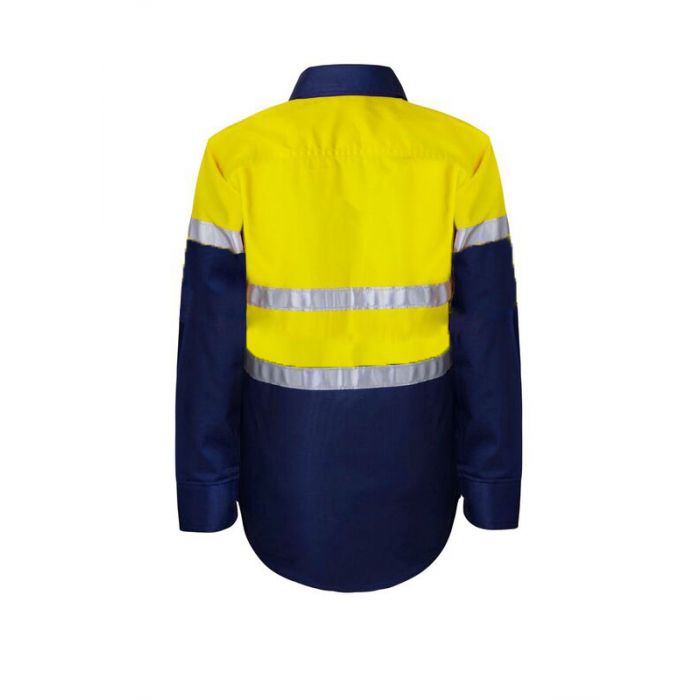 Kids Hivis Two Tone Long Sleeve Shirt with 3M Reflective Tape, 25mm wide