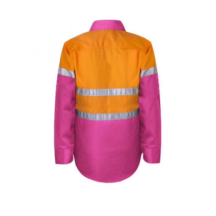 Kids Hivis Two Tone Long Sleeve Shirt with 3M Reflective Tape, 25mm wide