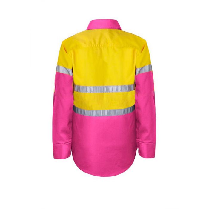 Kids Hivis Two Tone Long Sleeve Shirt with 3M Reflective Tape, 25mm wide