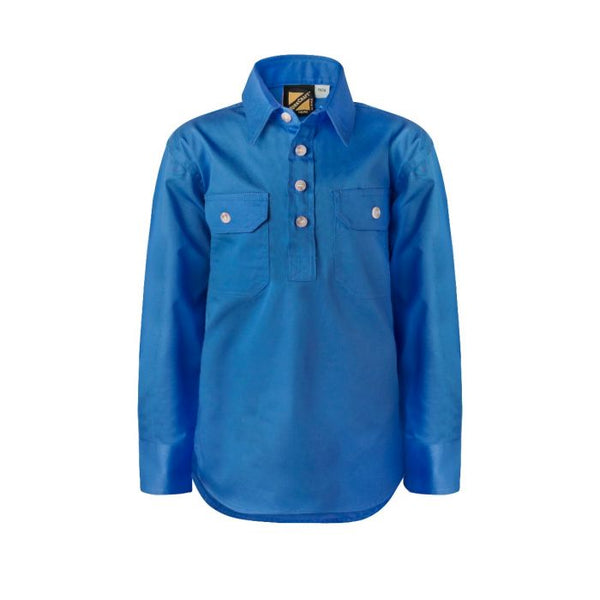 Kids Lightweight Half Placket Long Sleeve Shirt