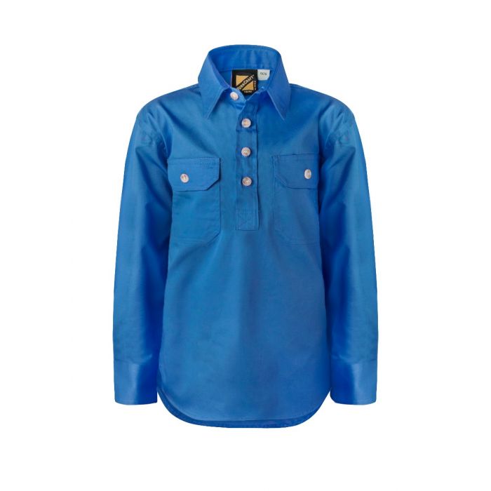 Kids Lightweight Half Placket Long Sleeve Shirt