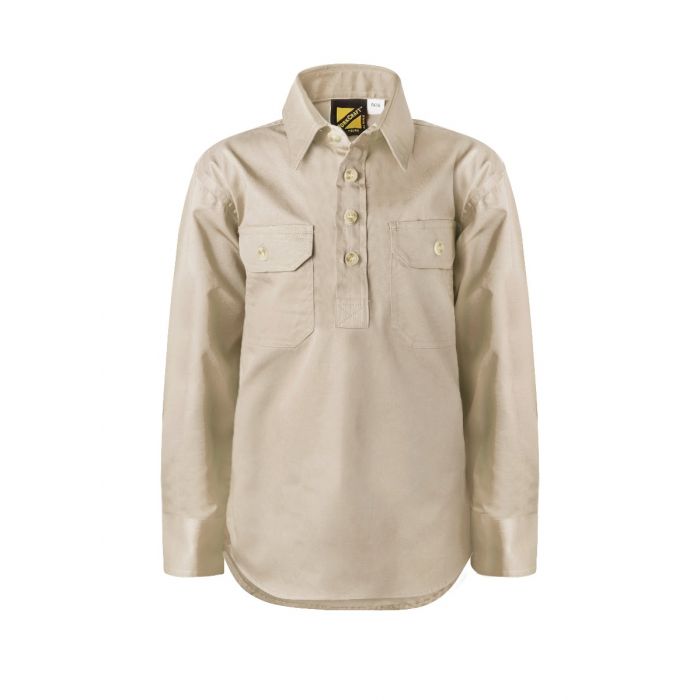 Kids Lightweight Half Placket Long Sleeve Shirt