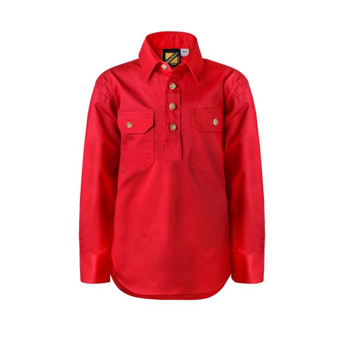 Kids Lightweight Half Placket Long Sleeve Shirt